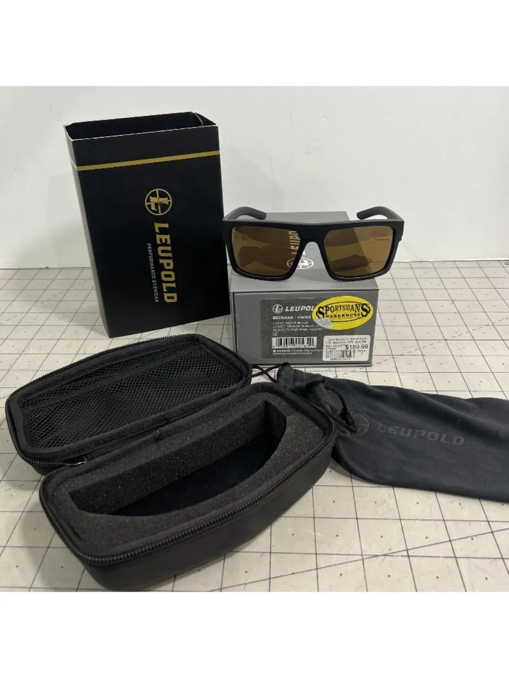 Leupold Becnara Matte Black Sunglasses w/Bronze Mirror Polarized Lens & Case New